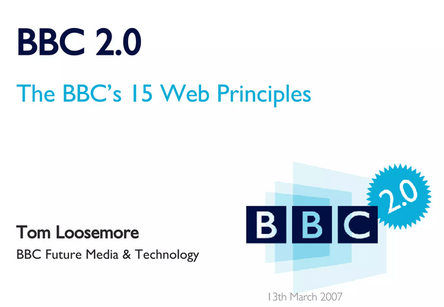 Powerpoint slide announcing BBC 2.0.