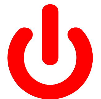 A bright red power symbol.
