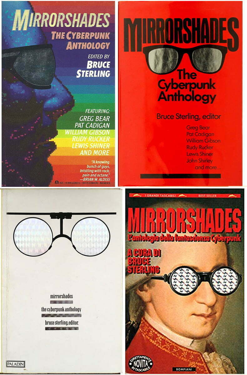 Collection of book covers features people wearing mirrored sunglasses.