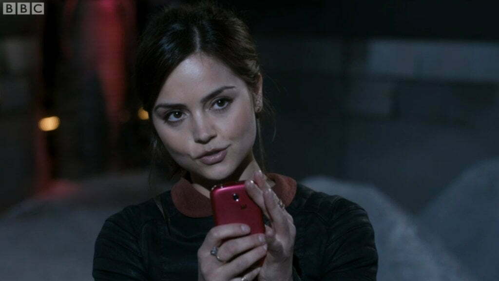 Screen capture of Clara holding the phone.