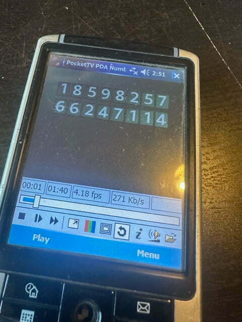 PDA displaying a grid of numbers.