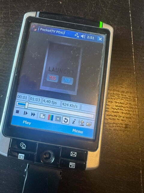 PDA displaying an animation with Yes and No buttons.