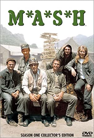 DVD cover art for MASH. A bunch of solider sit around.