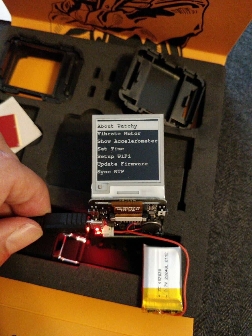 Raw circuit board and battery.