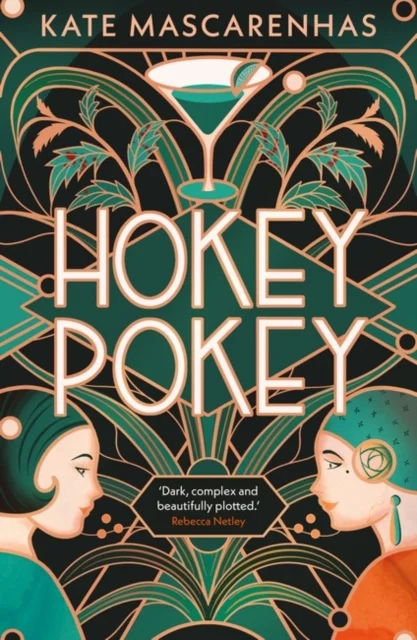 Book cover in an art deco style. Two women face each other.