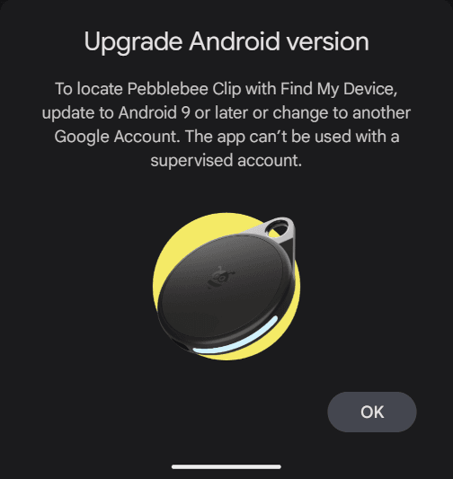 Error saying I need to upgrade my Android version.