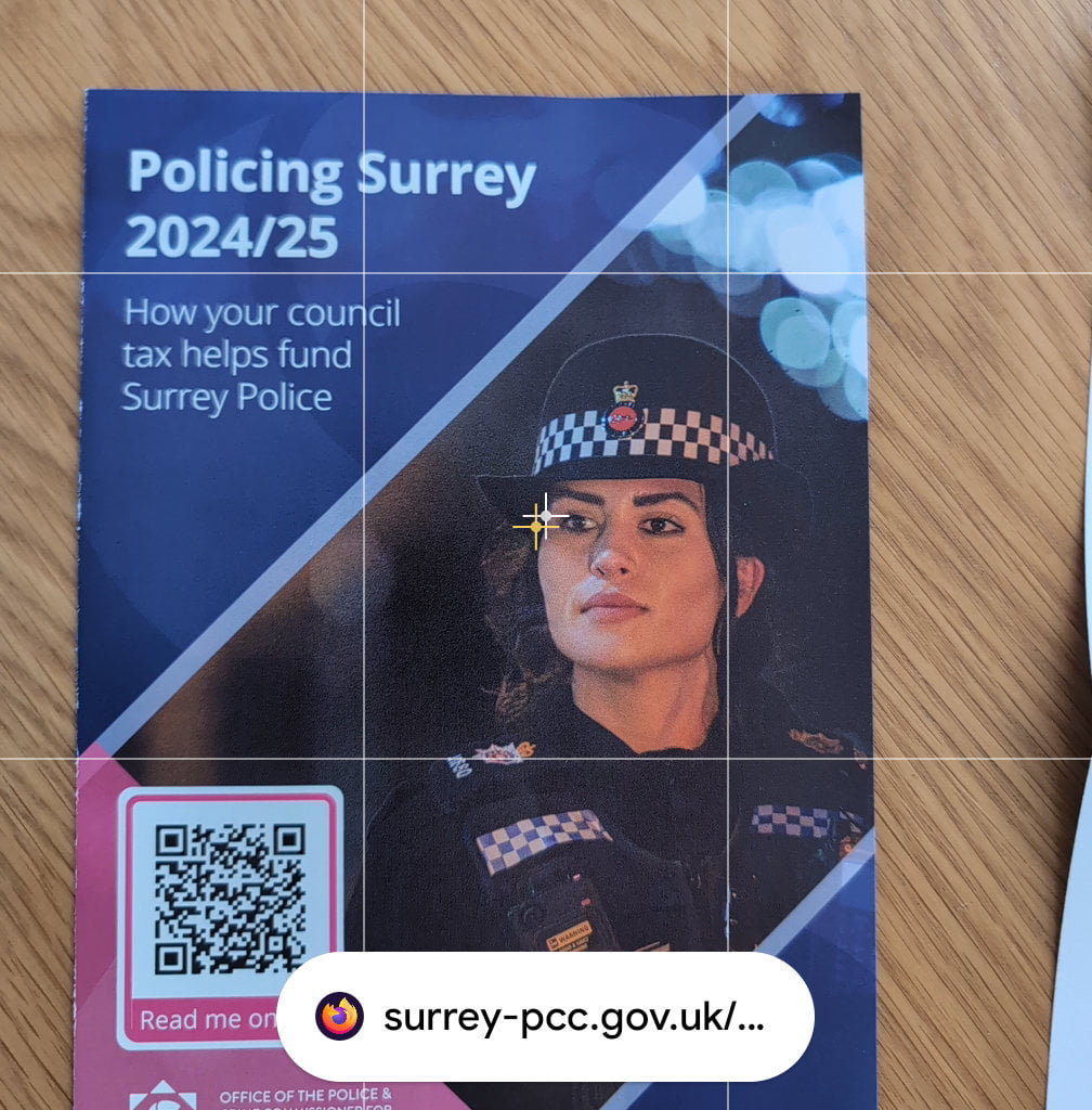 A leaflet for Surrey Police.