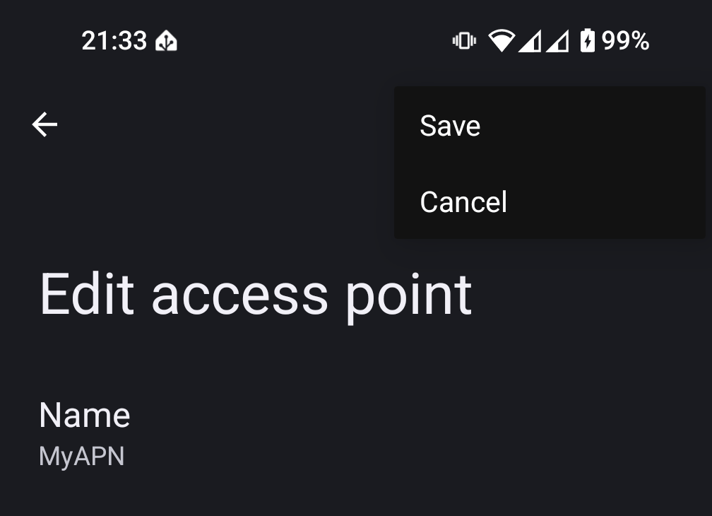 Edit access points, with a save option at the top.