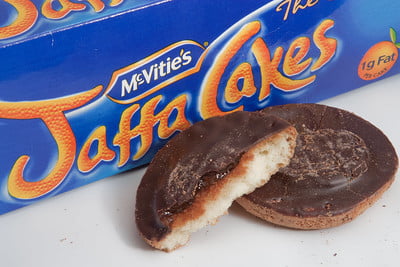 Photo of Jaffa Cakes by "antidale" https://flickr.com/photos/antidale/4317399455/ .