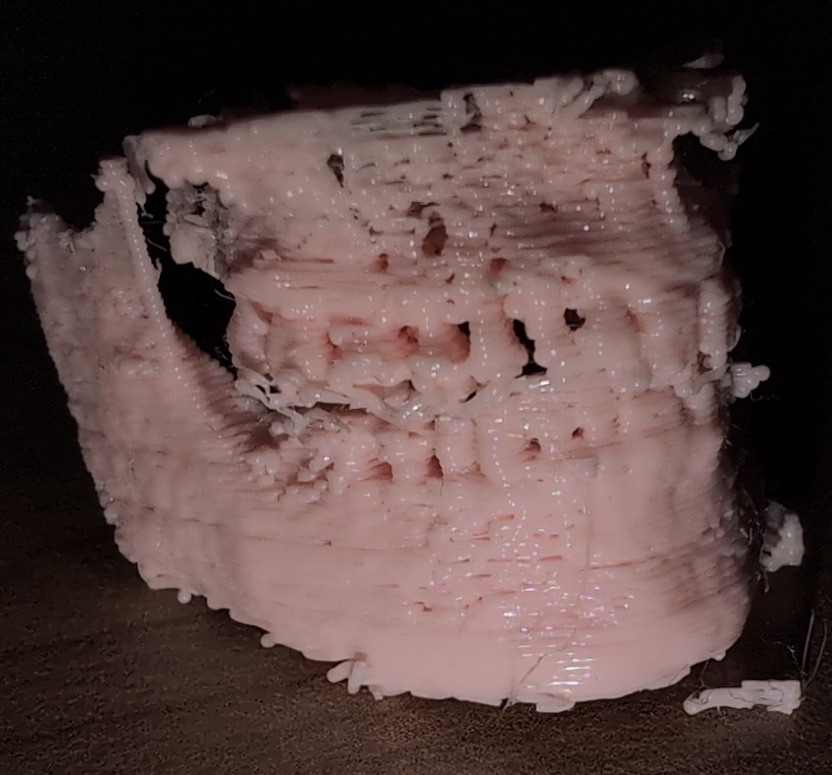 Slimy pink texture of a human jaw.