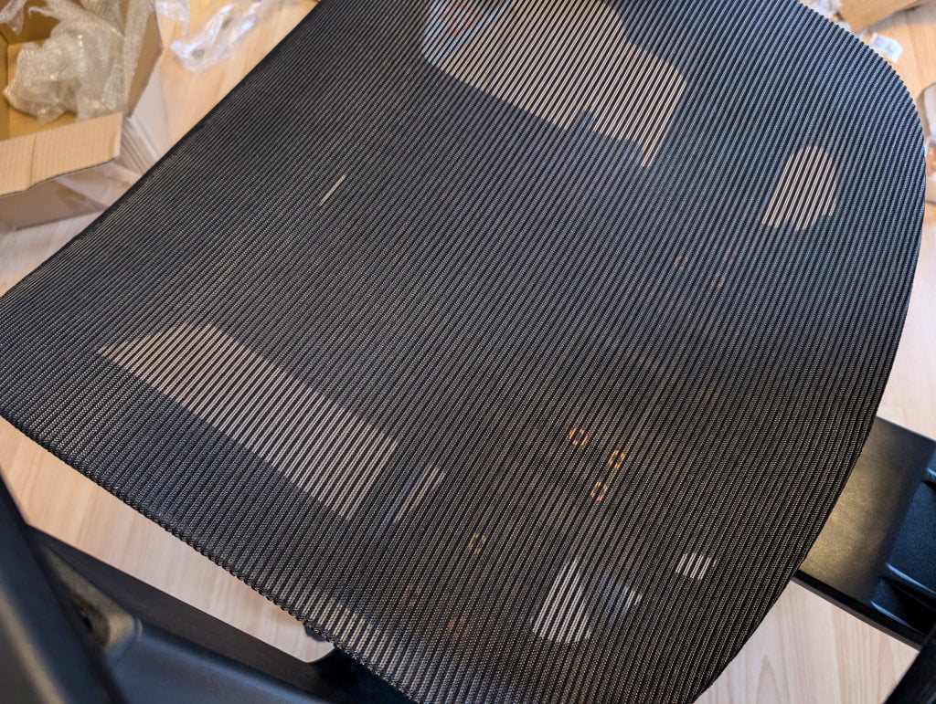 Close up of mesh seat.