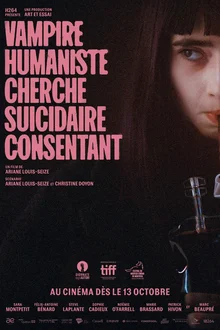 Movie poster. A young girl drinks from a bag of blood.