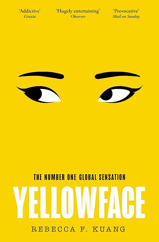 Book cover. Bright yellow. A pair of almond-shaped eyes peer out.