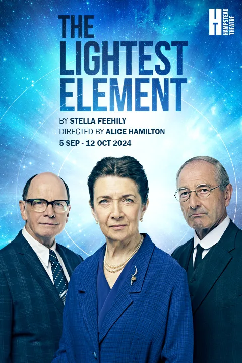 Poster for The Lightest Element. A woman stands between two men.