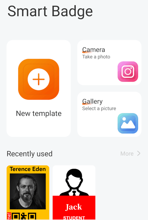 App screenshot. Interface for adding images.