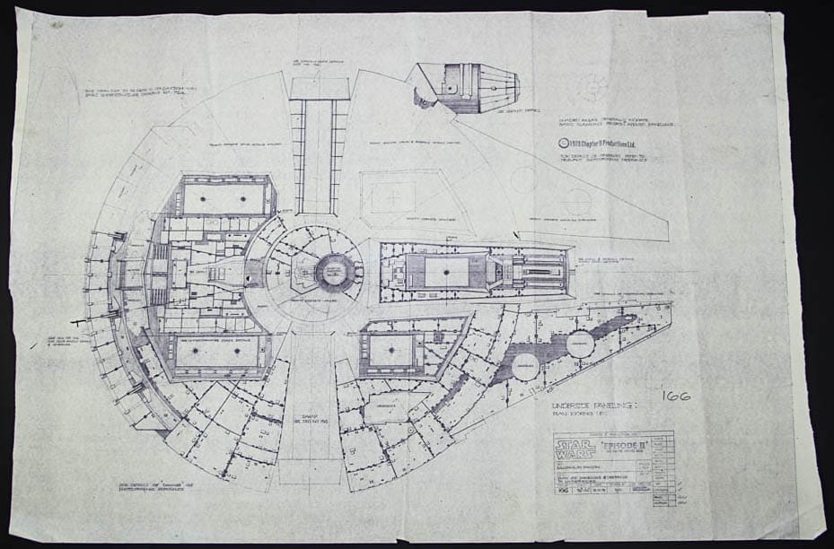 Schematic drawing of a spaceship.