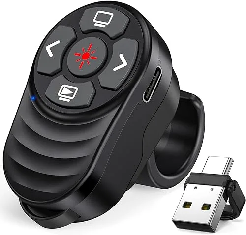 A clicker with a dual USB A/C puck.