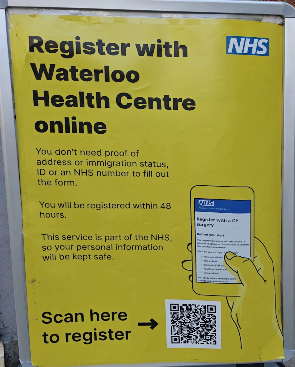 QR code on an NHS branded poster.
