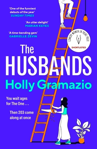 Book cover. A woman holds a ladder with a man on it.