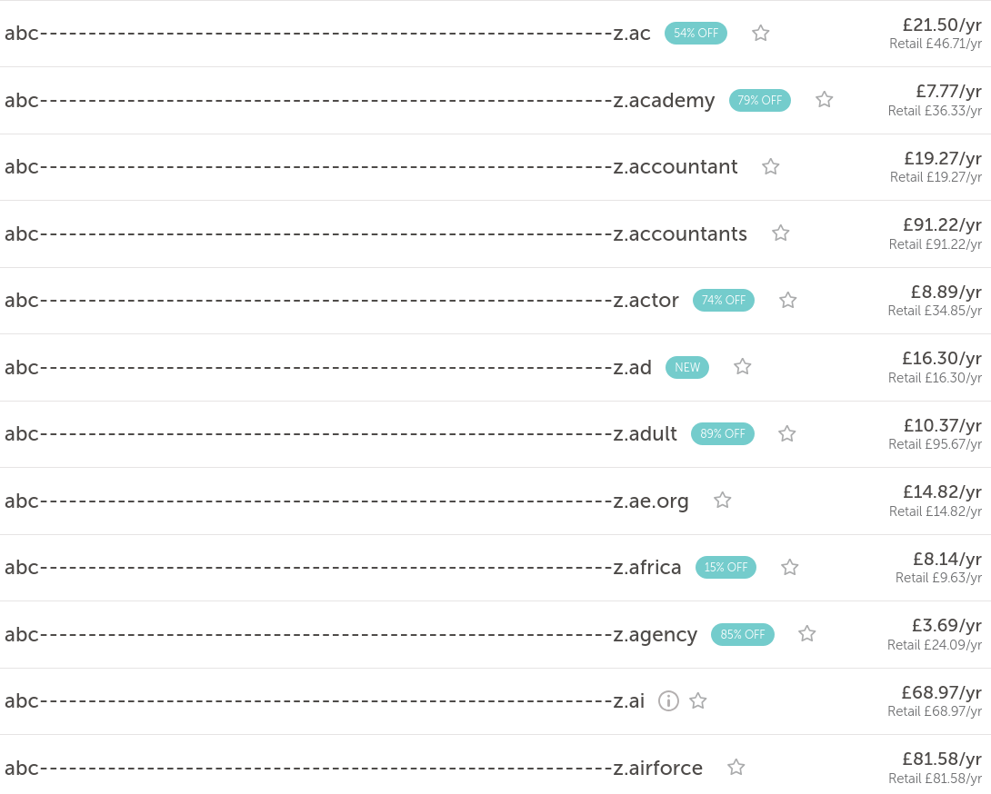 List of domain names with many hyphens.
