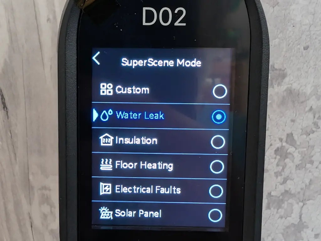 Scenes include Water Leak, Insulation, floor heating, electrical faults, solar panel.