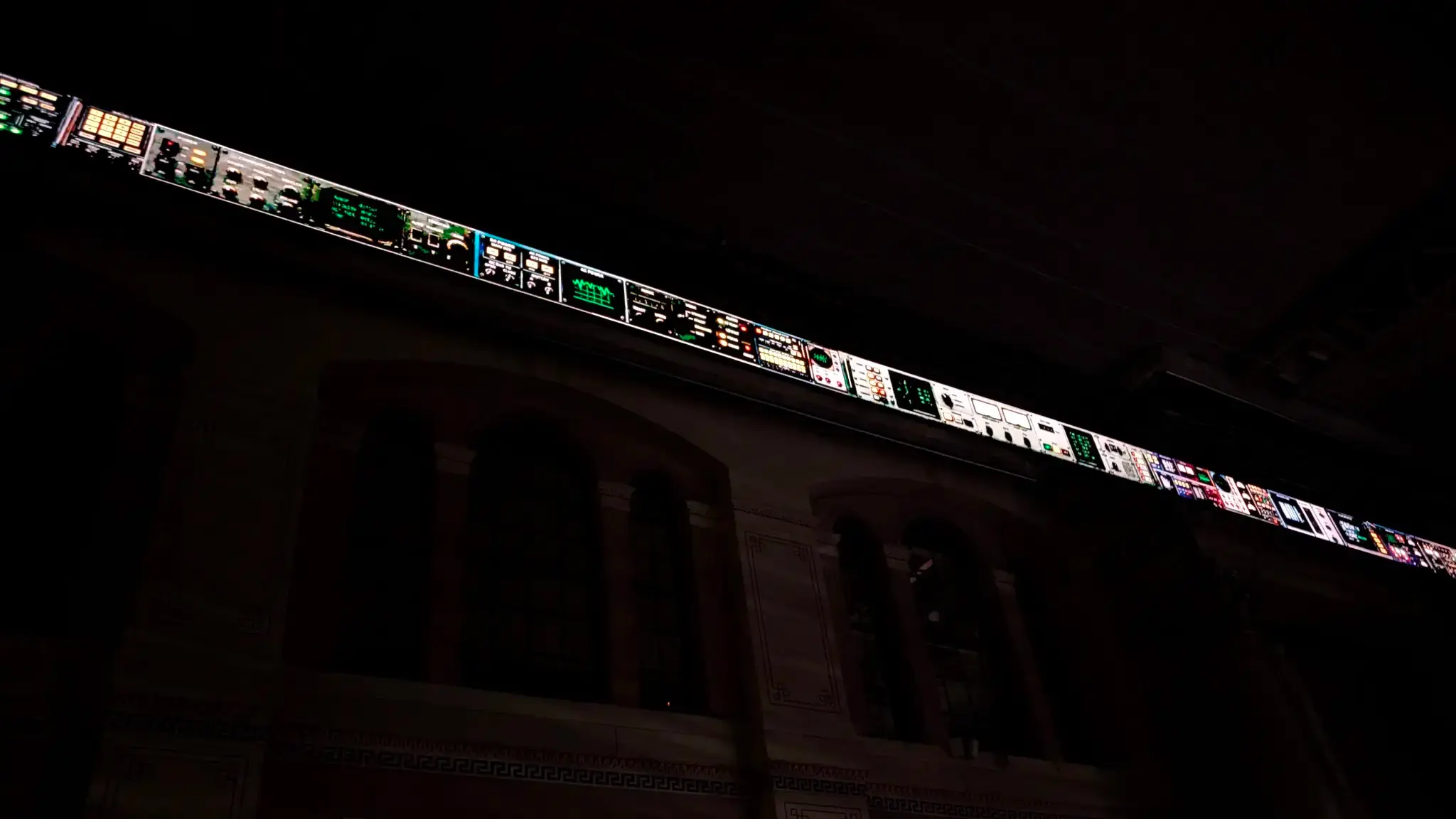 Flight controls projected above the audience.