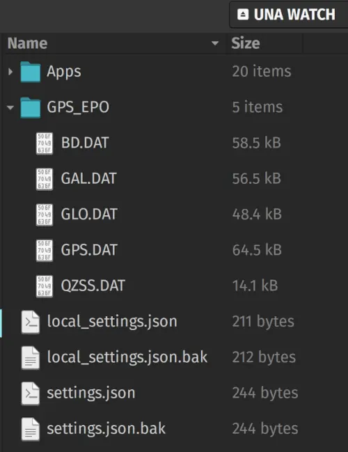 Filesystem view showing various JSON files.